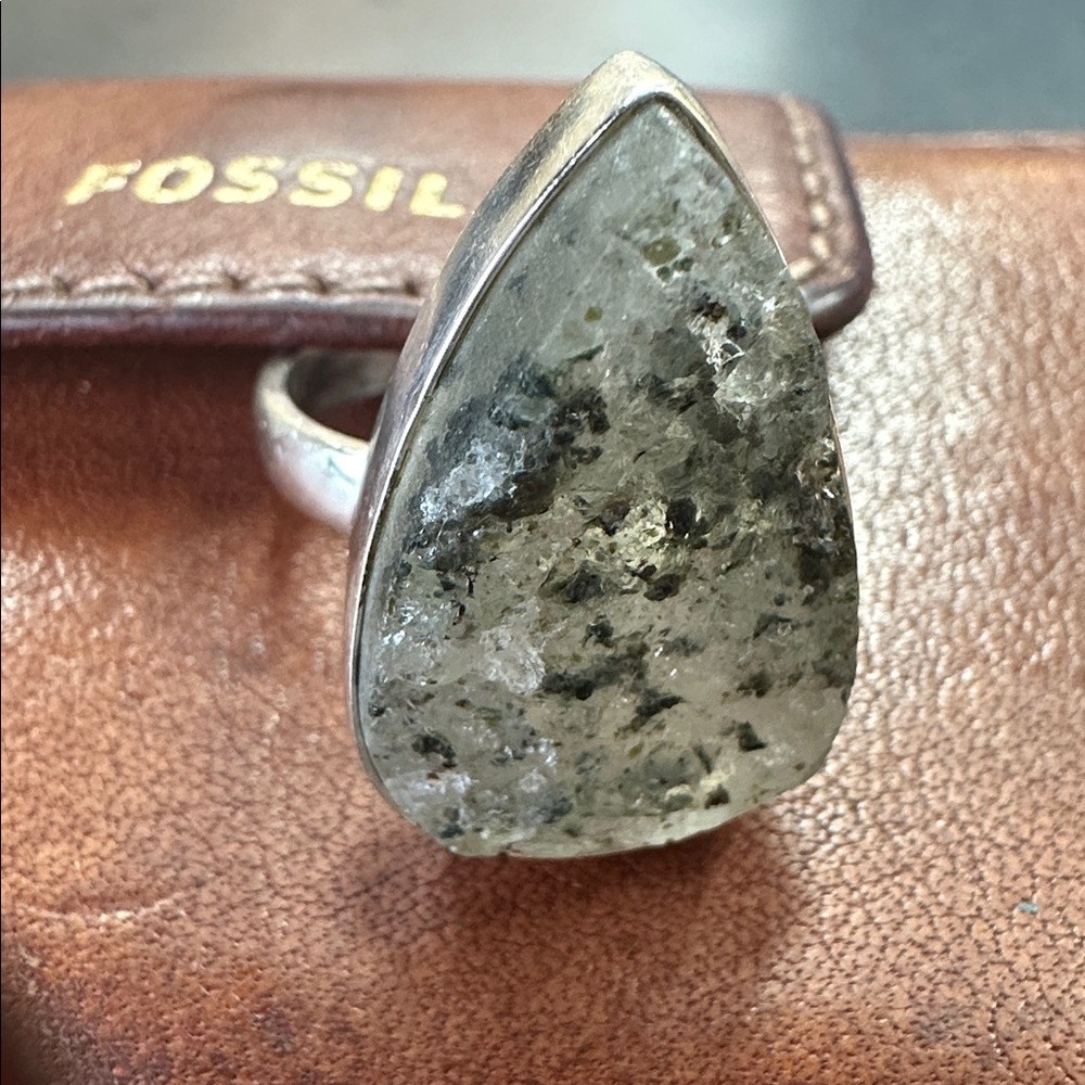 Sterling Silver light grey Drossy with green